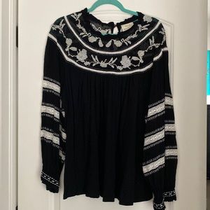 Beautiful black embroidered top by Maeve